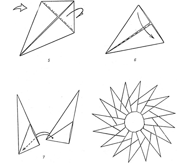 Солнышко оригами схема