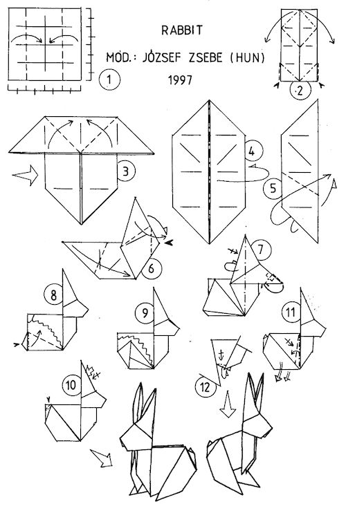 Кролик оригами схема 4