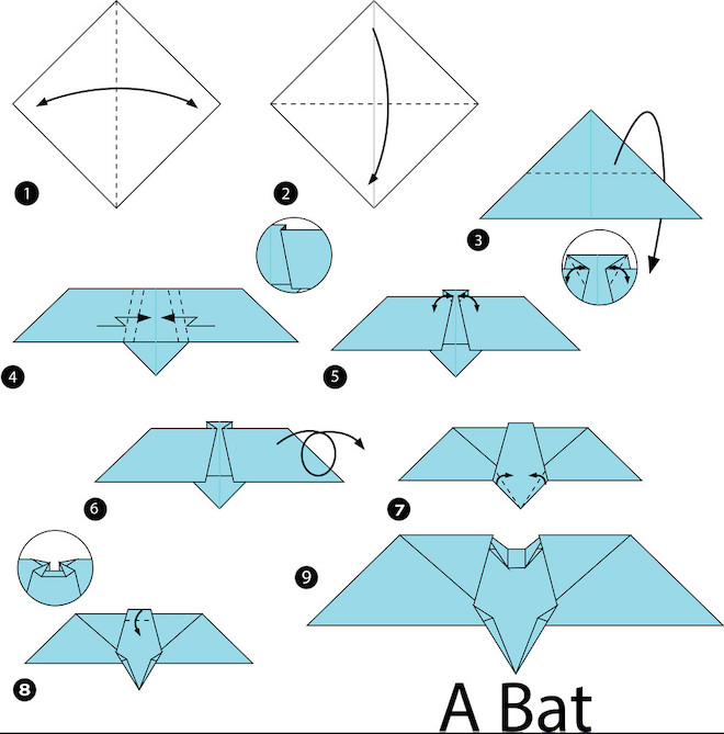 Летучая мышь оригами 3