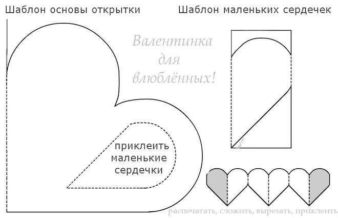 Шаблон открытки сердце 1