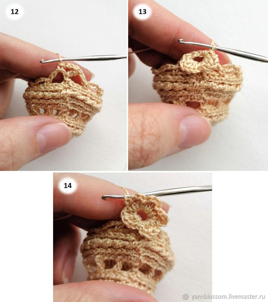 Вяжем мешочек для пасхального яйца «Корзинка с цветами» крючком, фото № 7