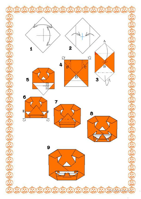 Схема оригами тыквы