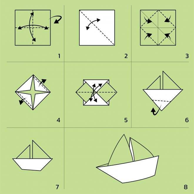 Парусник из бумаги - схема