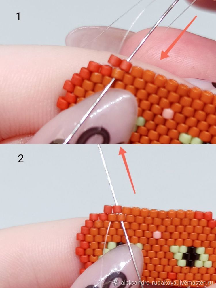 Основы кирпичного плетения бисером на примере брелка с кошечкой, фото № 14